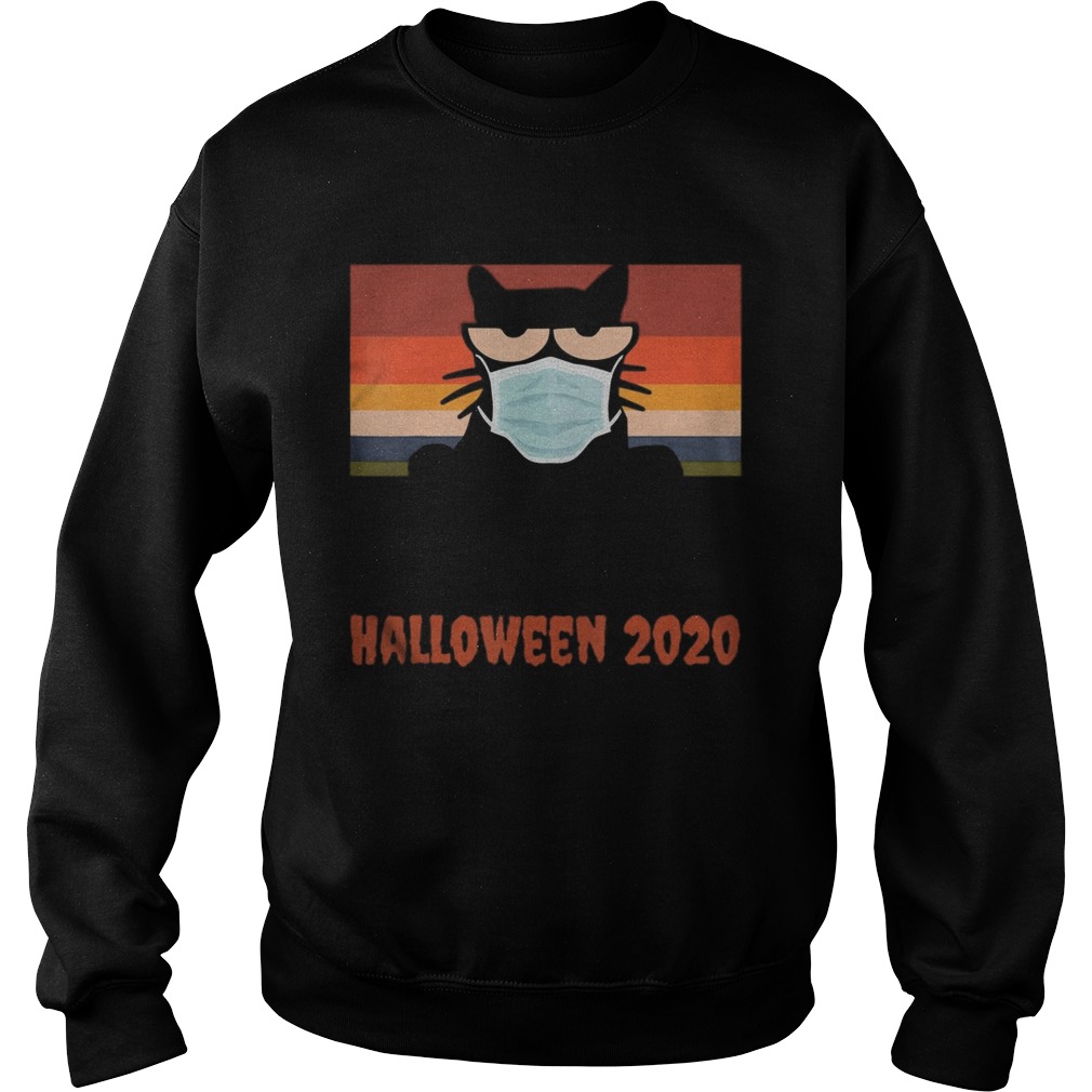 Halloween 2020 Funny Black Cat with Mask Sweatshirt
