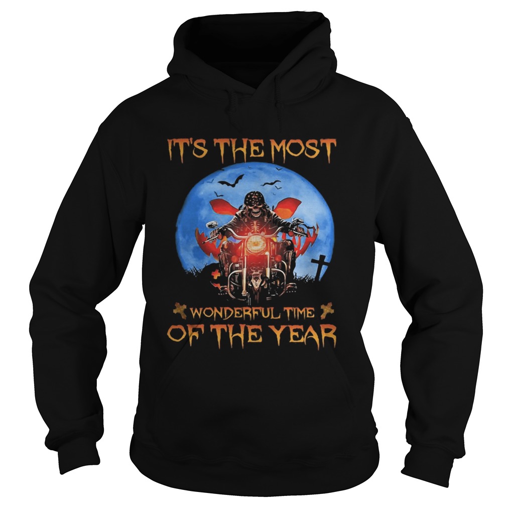 Halloween skeleton riding motorcycle its the most wonderful time of the year Hoodie