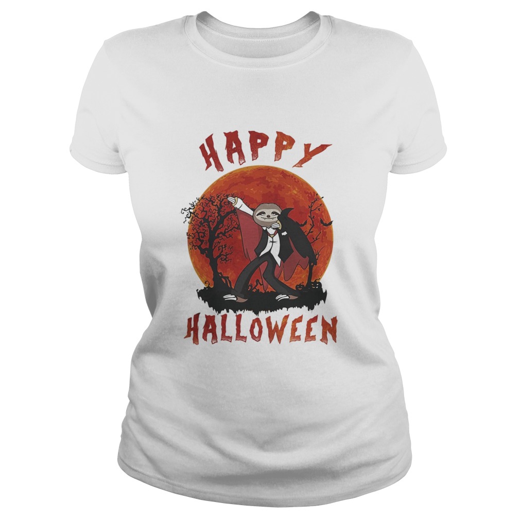 Happy halloween sloth sunset Classic Ladies