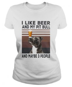 I like beer and my pit bull and maybe 3 people vintage retro line  Classic Ladies