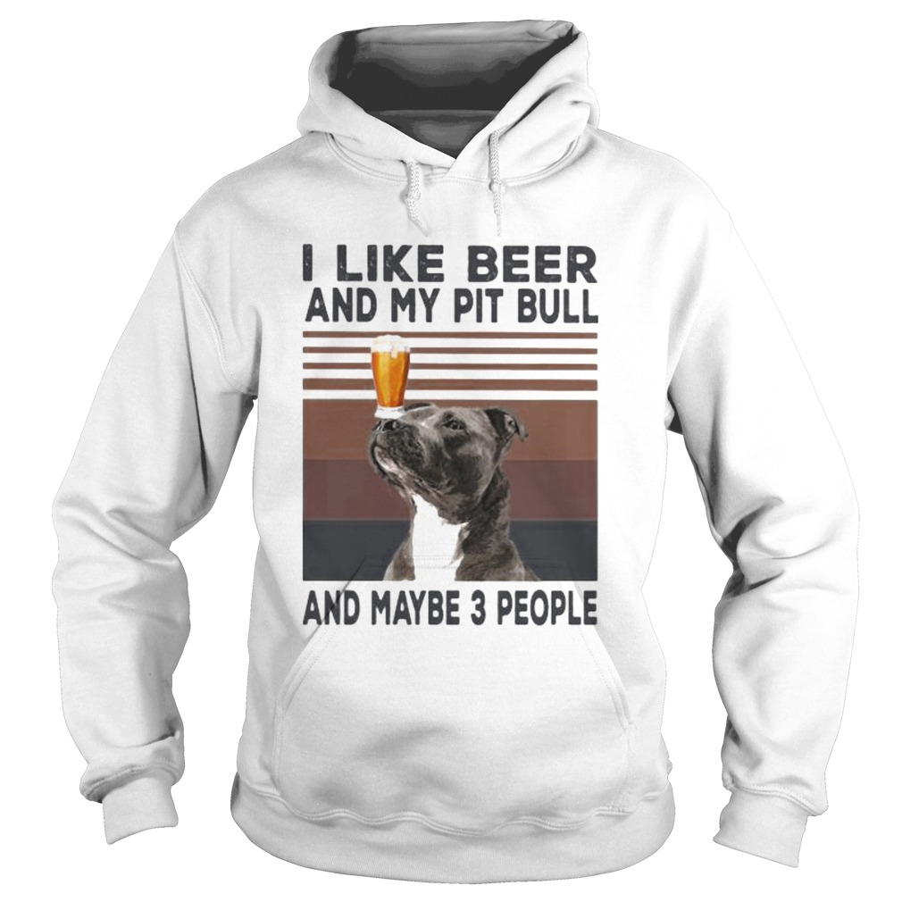 I like beer and my pit bull and maybe 3 people vintage retro line Hoodie