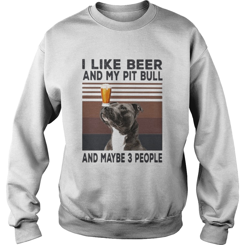 I like beer and my pit bull and maybe 3 people vintage retro line Sweatshirt