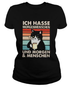 Ich Hasse Morgenmenschen Und Morgen And Menschen Black Cat Vintage Retro  Classic Ladies