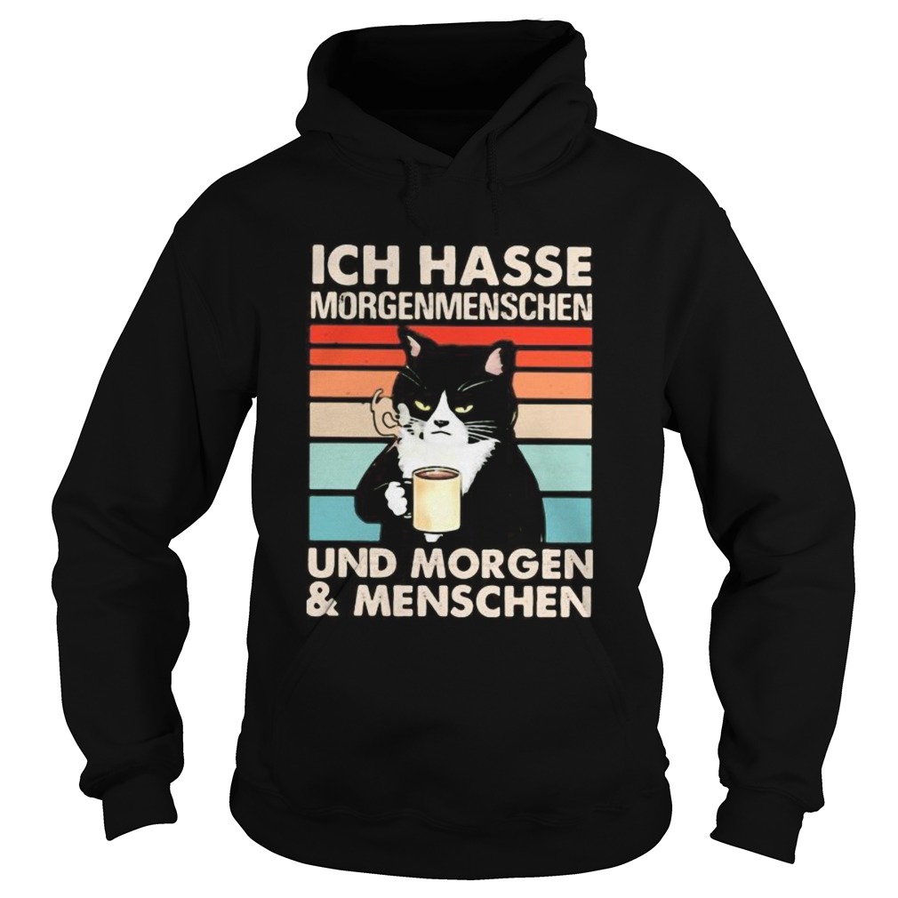Ich Hasse Morgenmenschen Und Morgen And Menschen Black Cat Vintage Retro Hoodie