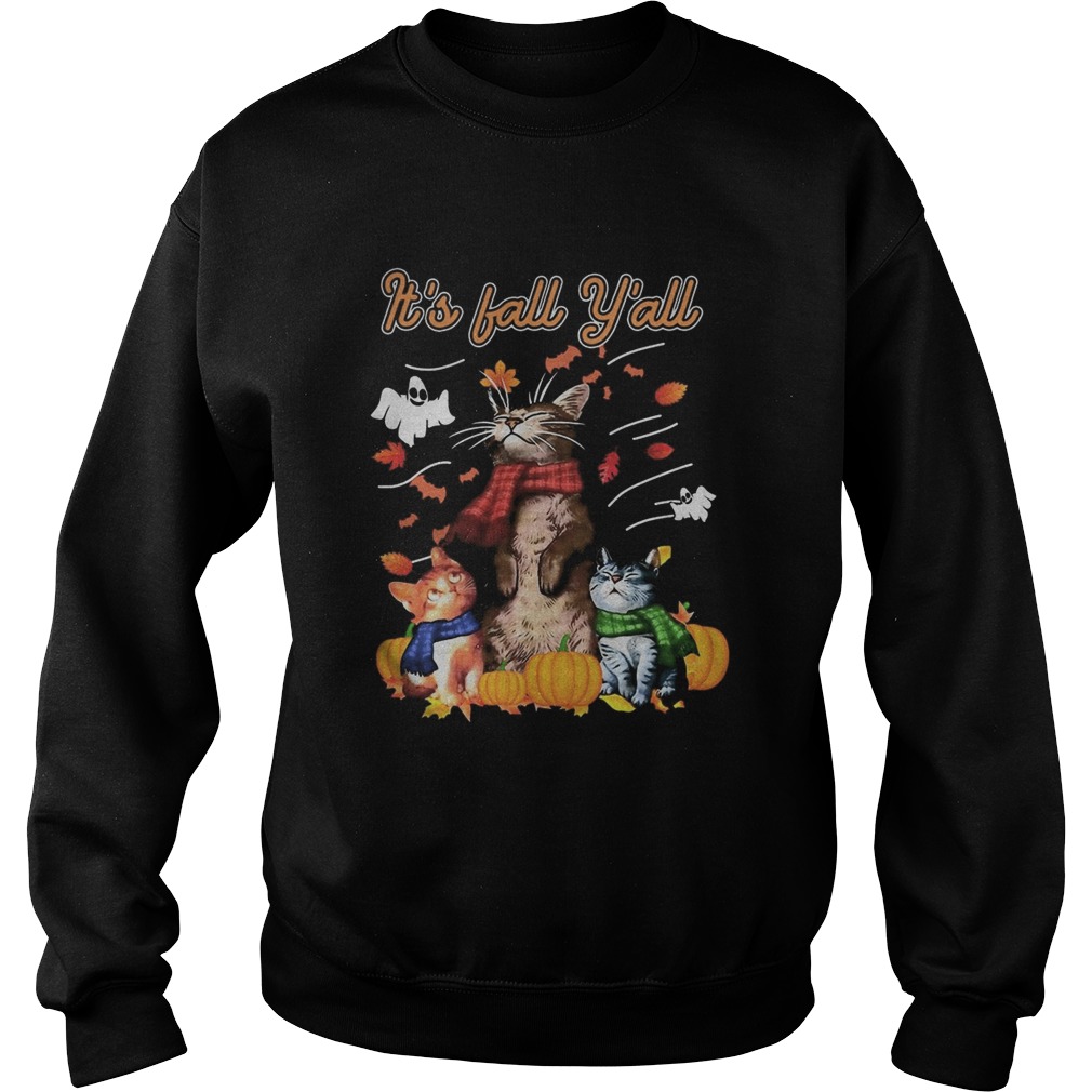 Its Fall Yall Cats Pumpkin Halloween Sweatshirt