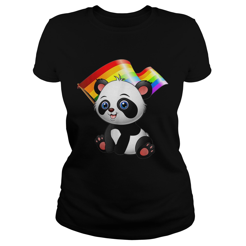 LGBT Flag T Cute Panda Bear Gay Lesbian Men Women Gift Classic Ladies
