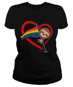 LGBT Flag T Shirt Sloth Gay Lesbian  Classic Ladies