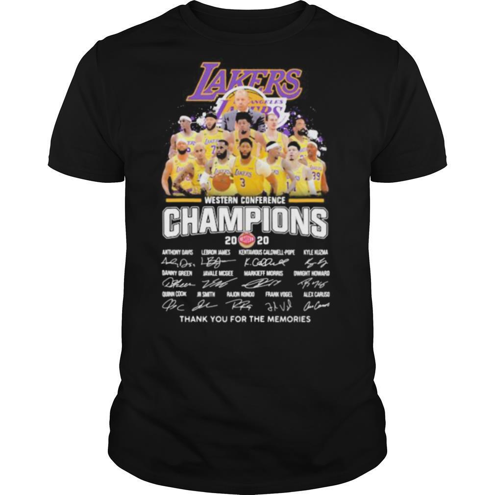 Los angeles lakers western conference champions 2020 thank for the memories signatures shirt