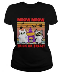 Meow Meow Trick Or Treat Cats Halloween Vintage Retro  Classic Ladies