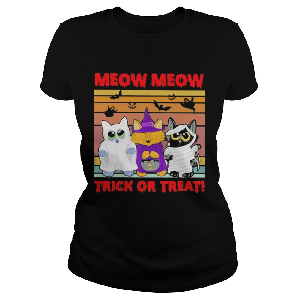 Meow Meow Trick Or Treat Cats Halloween Vintage Retro Classic Ladies