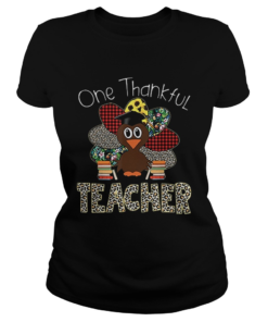 One Thankful Teacher Turkey Leopard Thanksgiving  Classic Ladies