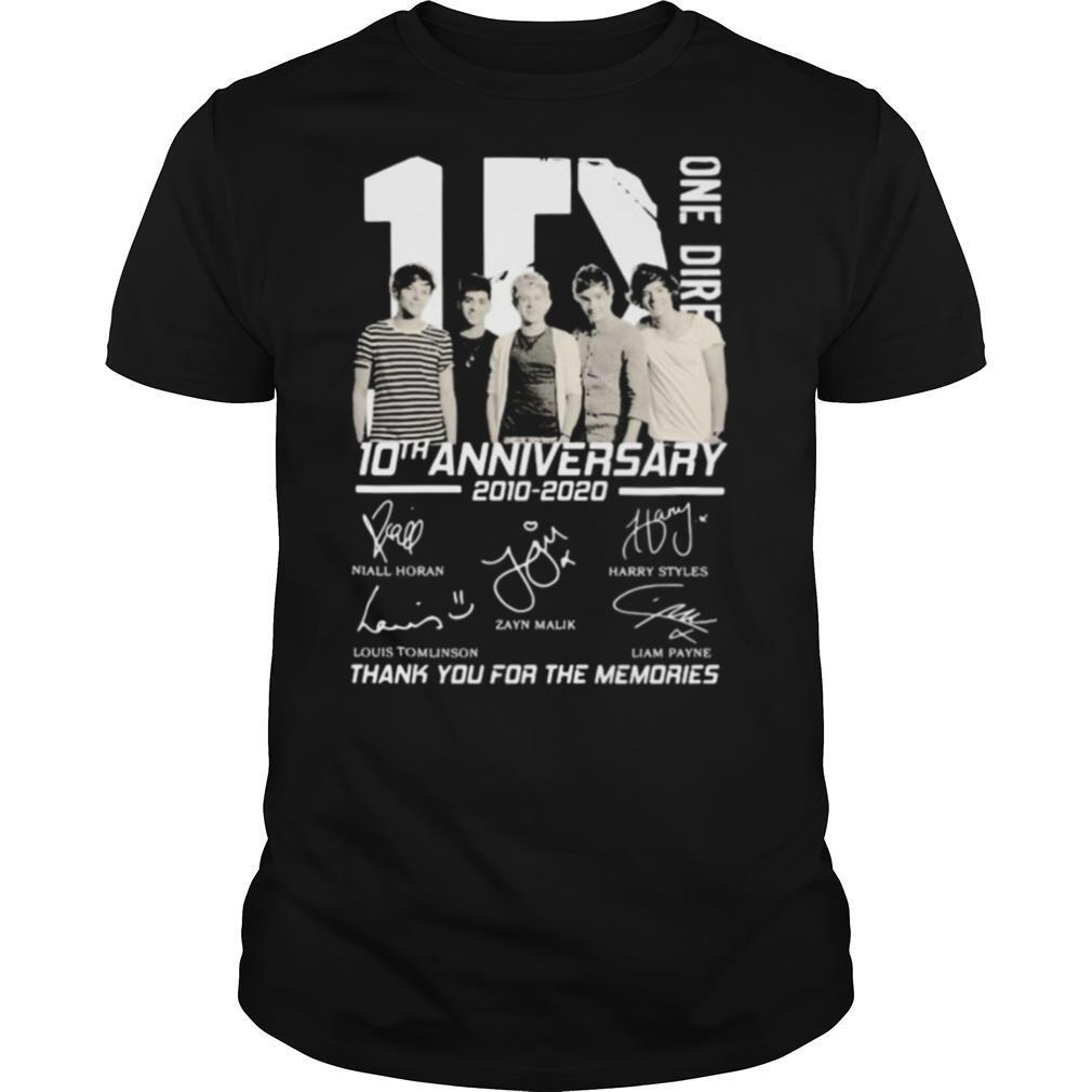 One direction 10th anniversary 2010 2020 thank for the memories signatures shirt