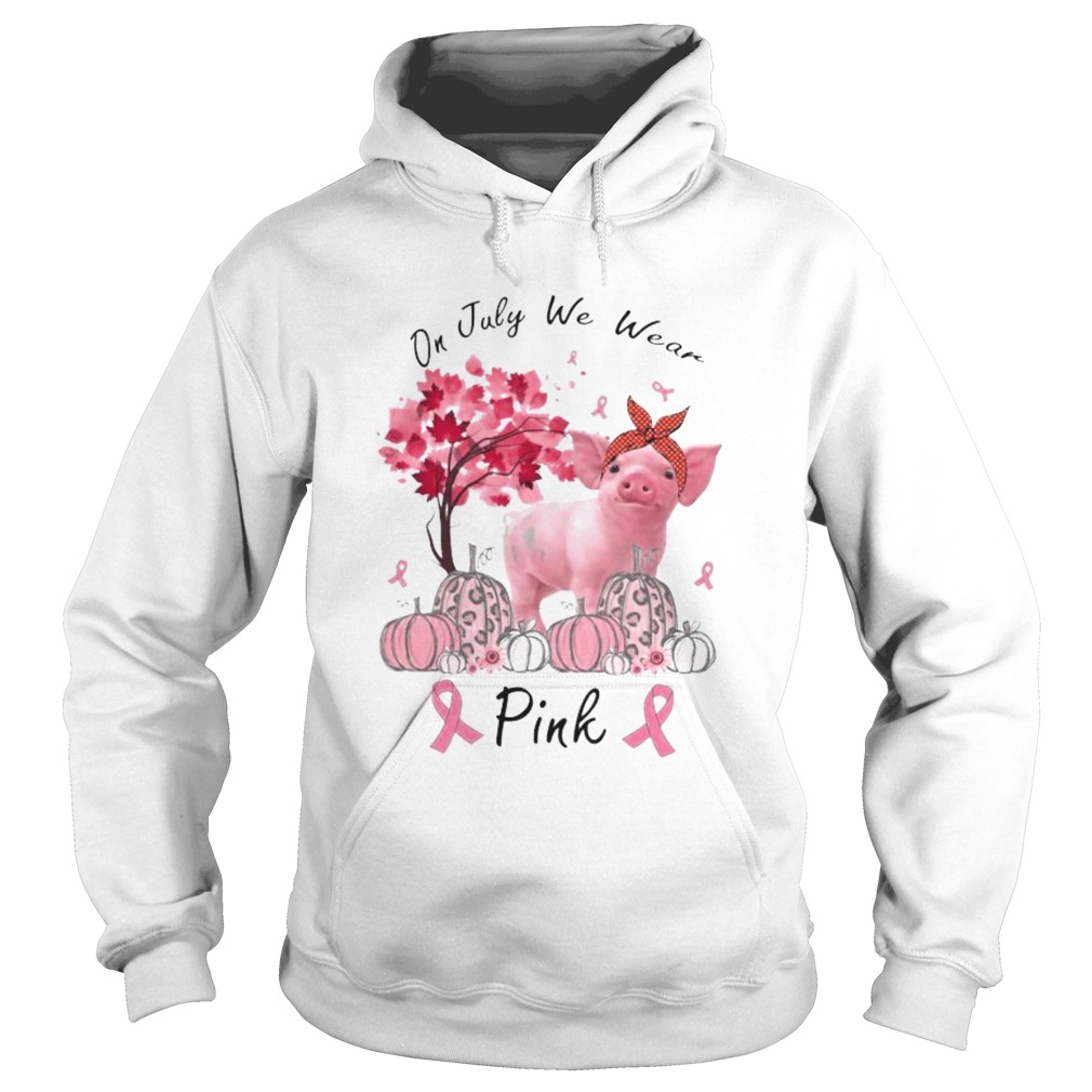 Pig On july we wear pink Pumpkin Breast Cancer Awareness Hoodie