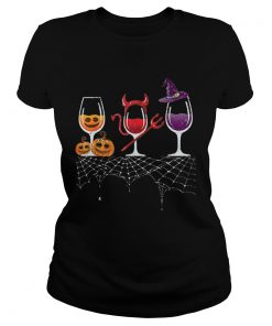 Red Wine Glass Pumpkin Devil Witch Halloween  Classic Ladies