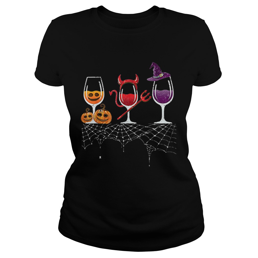 Red Wine Glass Pumpkin Devil Witch Halloween Classic Ladies