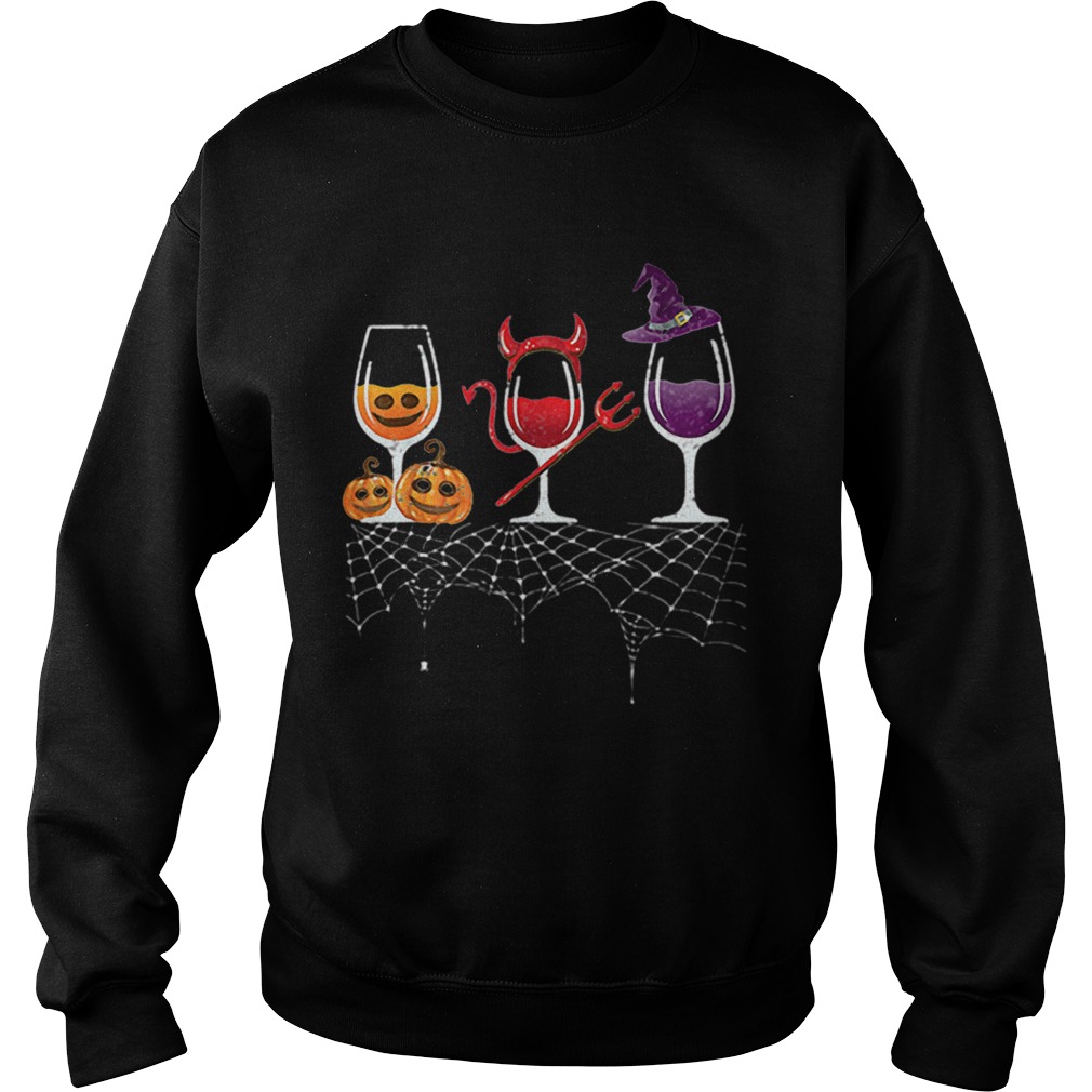 Red Wine Glass Pumpkin Devil Witch Halloween Sweatshirt