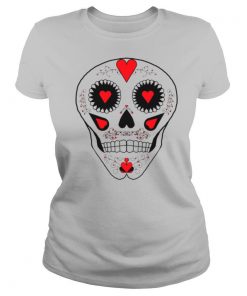 Skull Hearts Red Black White Day Of The Dead shirt