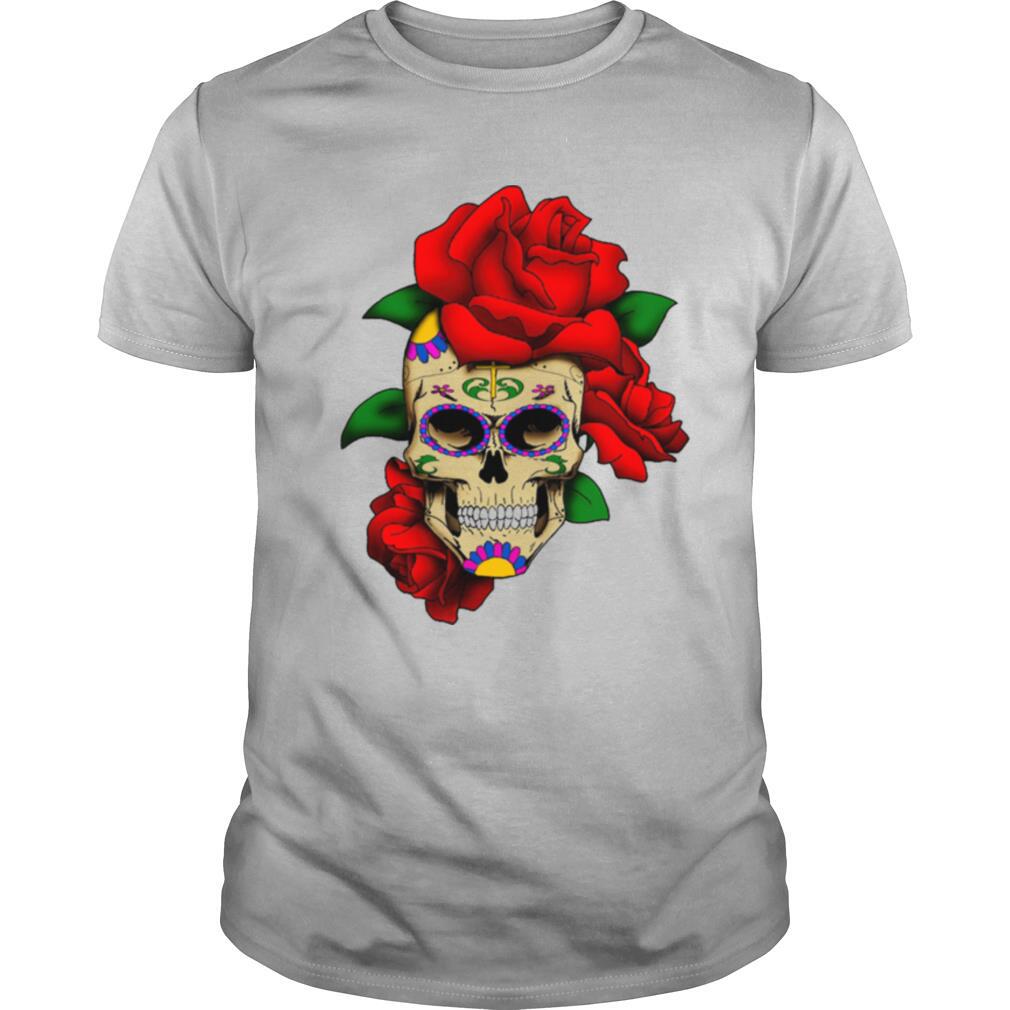 Sugar Skull With Rose Day Of The Dead Dia De Muertos shirt