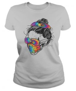 Tie Dye Messy Bun Skull shirt
