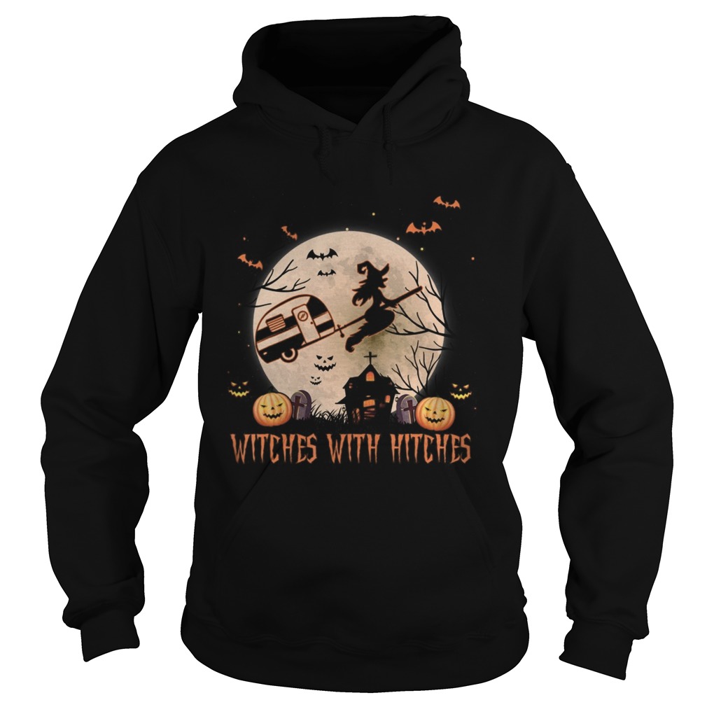 Witches With Hitches Funny Halloween Camping Inspired Moon Hoodie