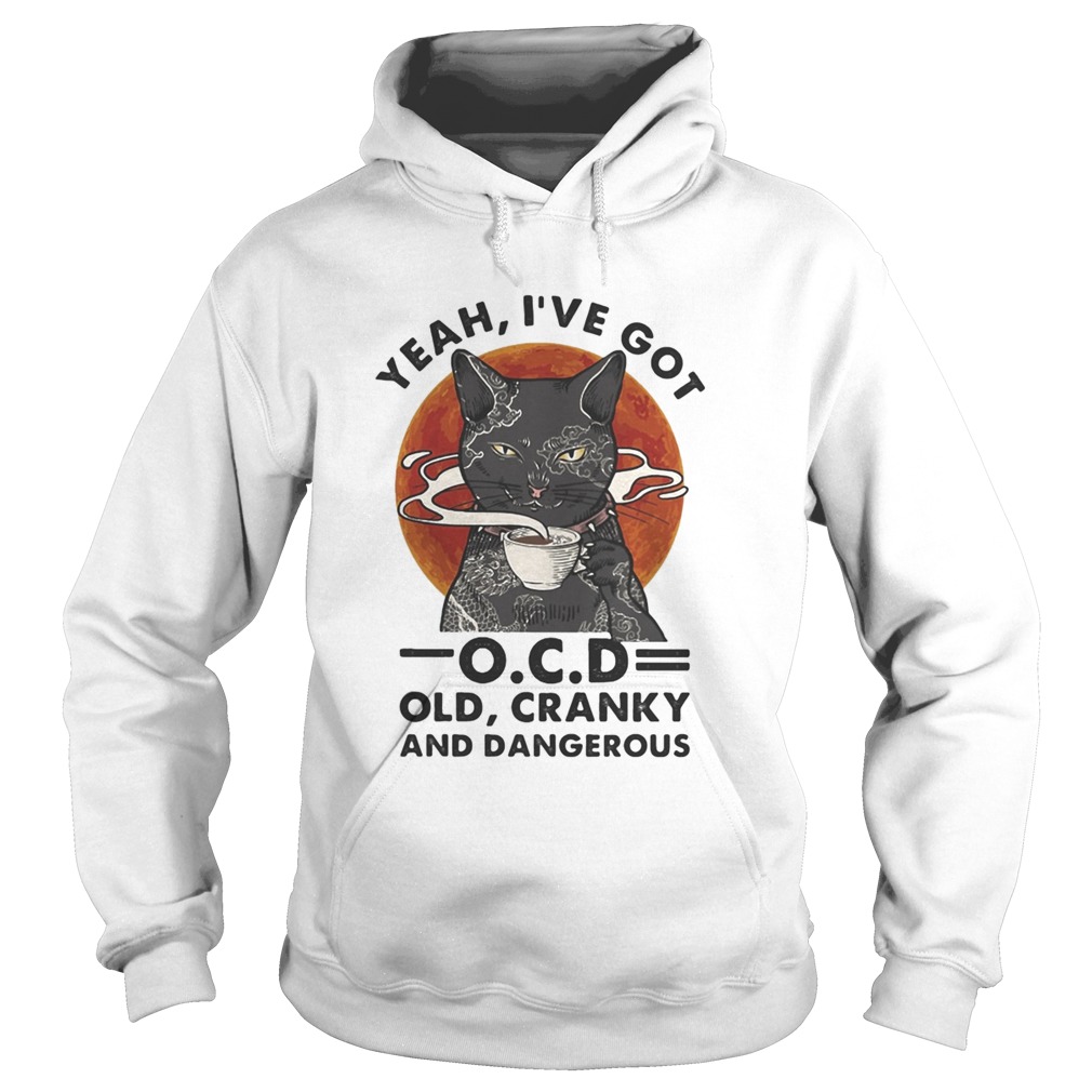 yeah ive got ocd old cranky and dangerous black cat moon blood halloween Hoodie