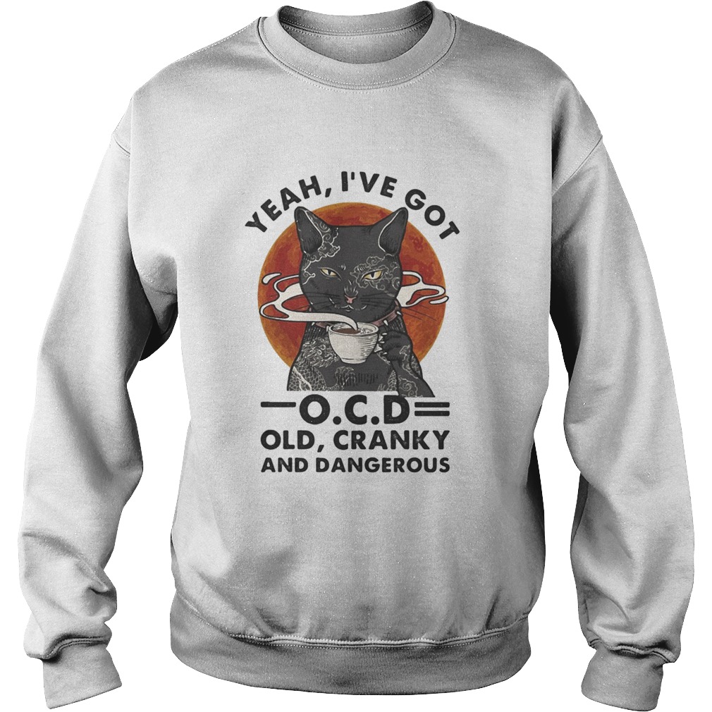 yeah ive got ocd old cranky and dangerous black cat moon blood halloween Sweatshirt