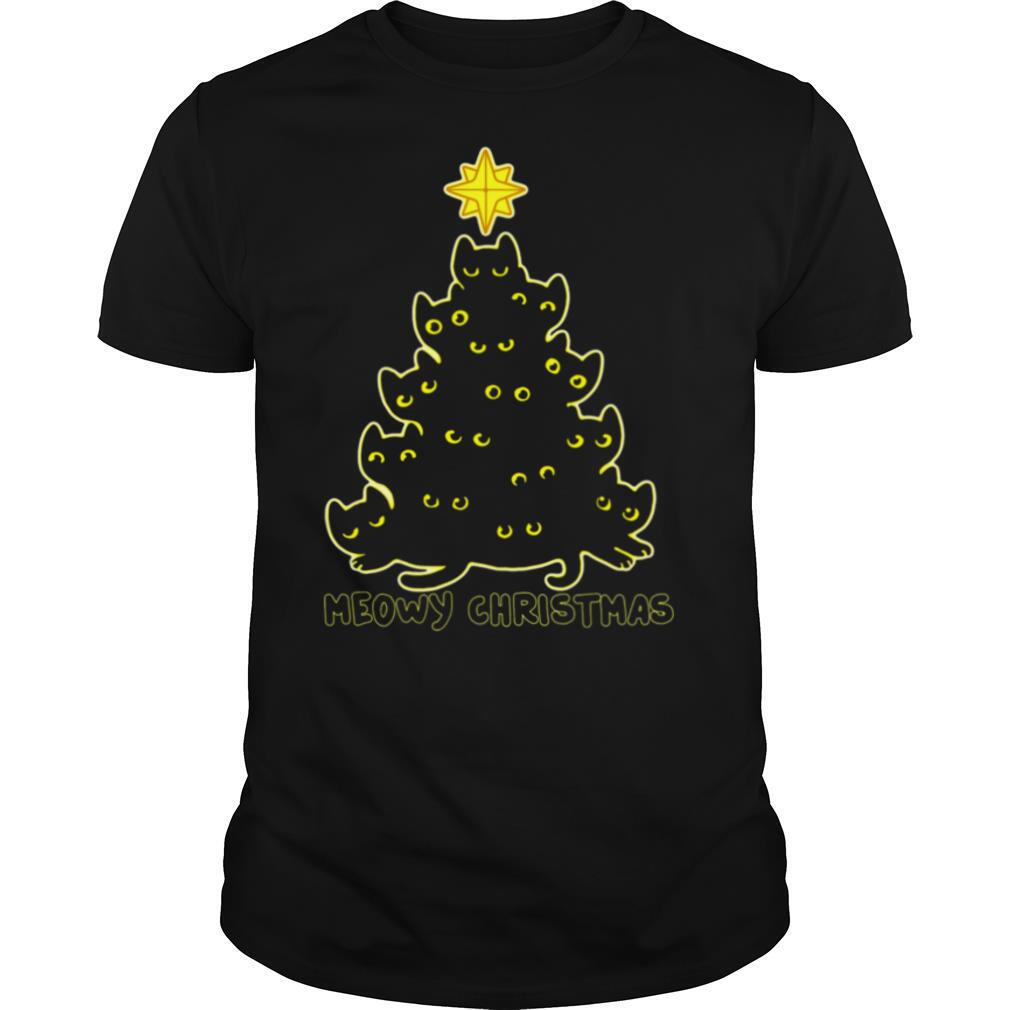 Black Cat Meowy Christmas shirt