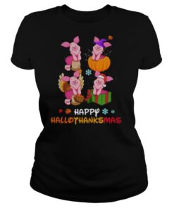 Piglet Disney Halloween And Merry Christmas Happy Hallothanksmas shirt