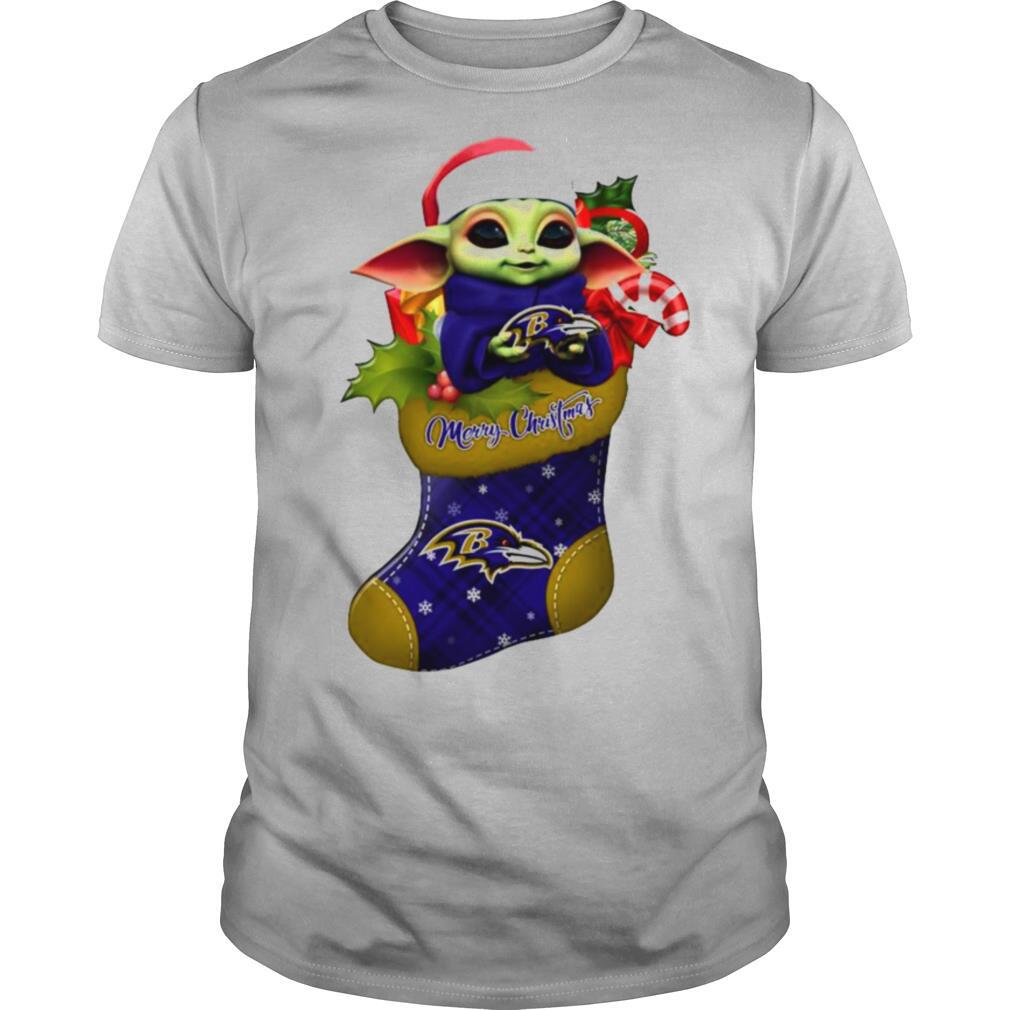 Baby Yoda Hug Baltimore Ravens Ornament Merry Christmas 2020 shirt