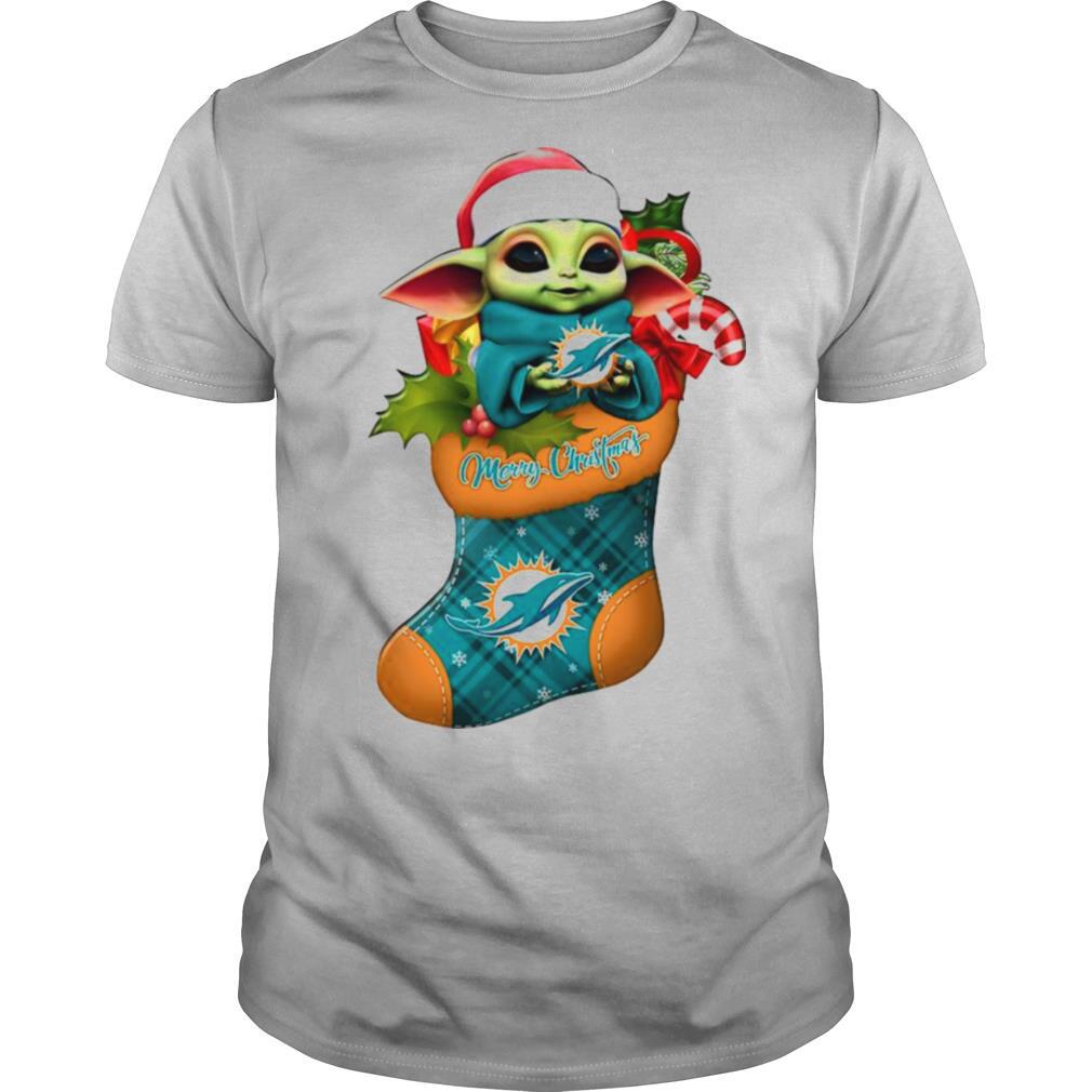 Baby Yoda Hug Miami Dolphins Ornament Merry Christmas 2020 shirt