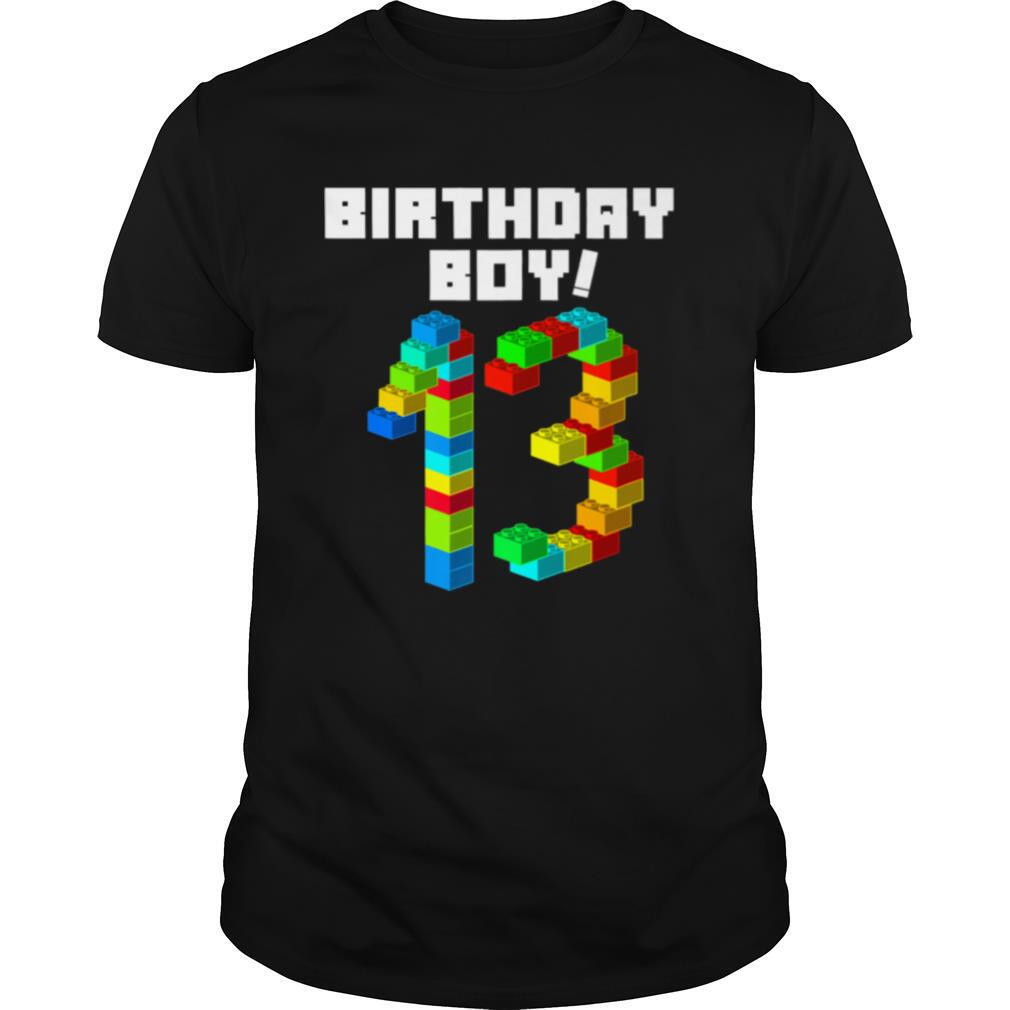 Birthday 13 Years Old Block Building Boy shirt