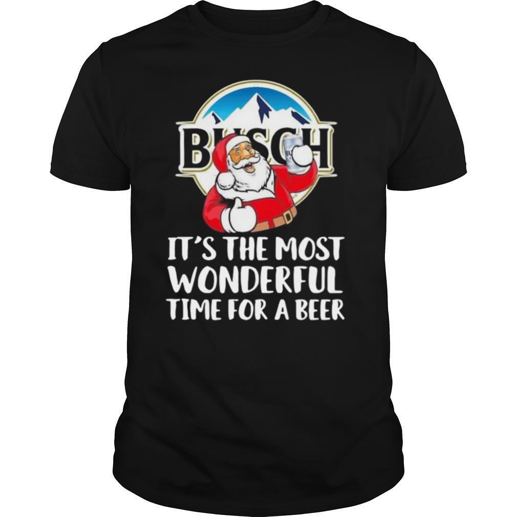 Busch Light It’s The Most Wonderful Time For A Beer Christmas Santa 2020 T Shirt