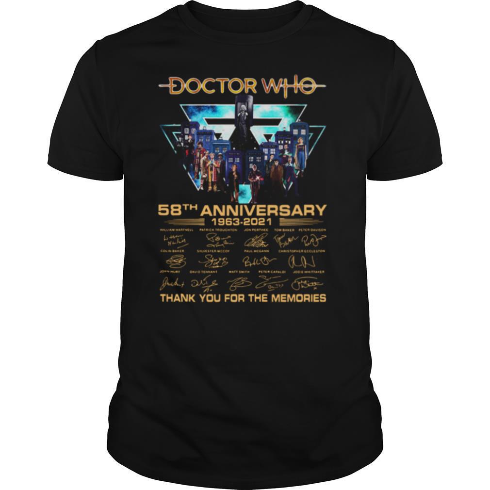 Doctor Who 58th Anniversary 1963 2021 Thank You For The Memories Signatures shirt