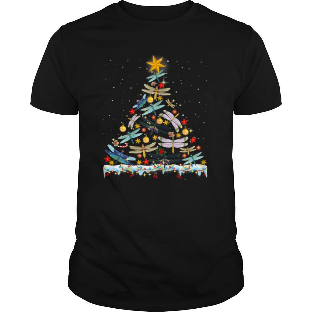 Dragonfly Bird Xmas Tree Lights Swarm Nymph Ugly Christmas shirt