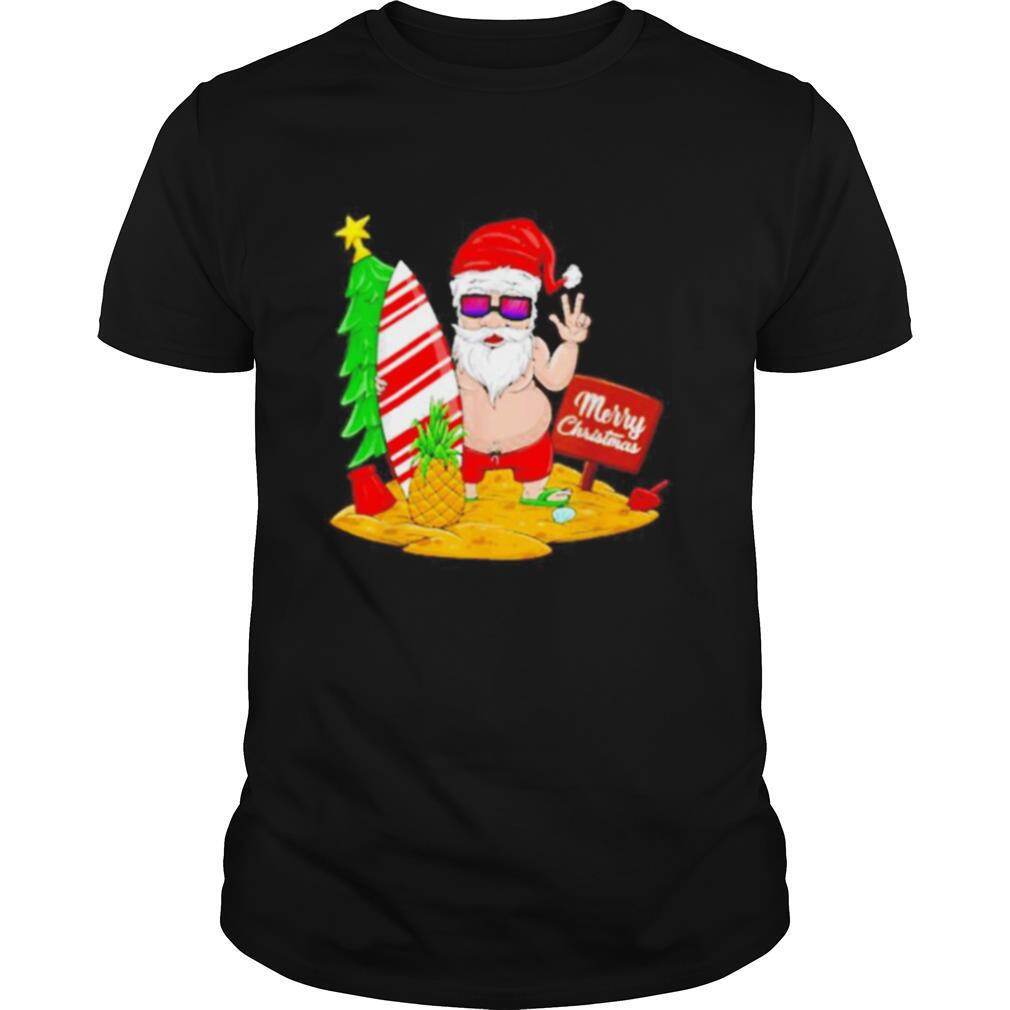 Fat Santa Claus beach Merry Christmas shirt