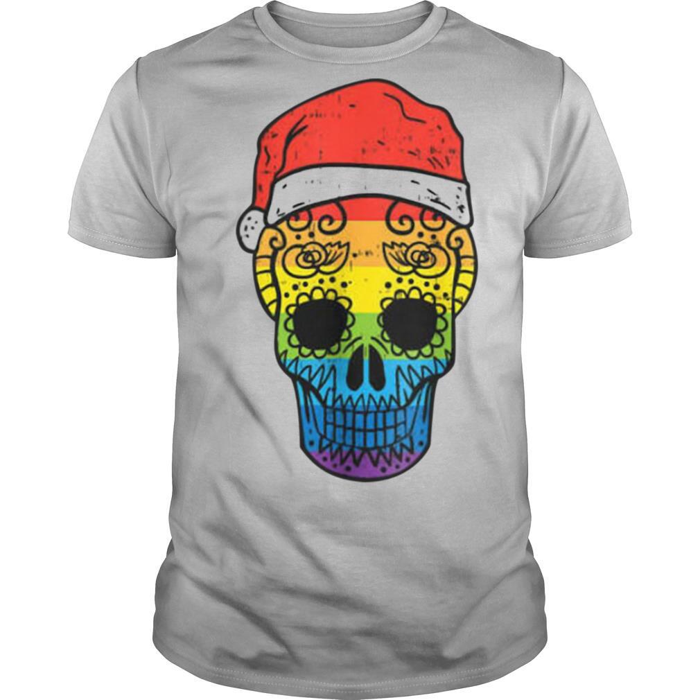 Gay Pride Santa Hat Sugar Skull LGBT Christmas Mexican shirt