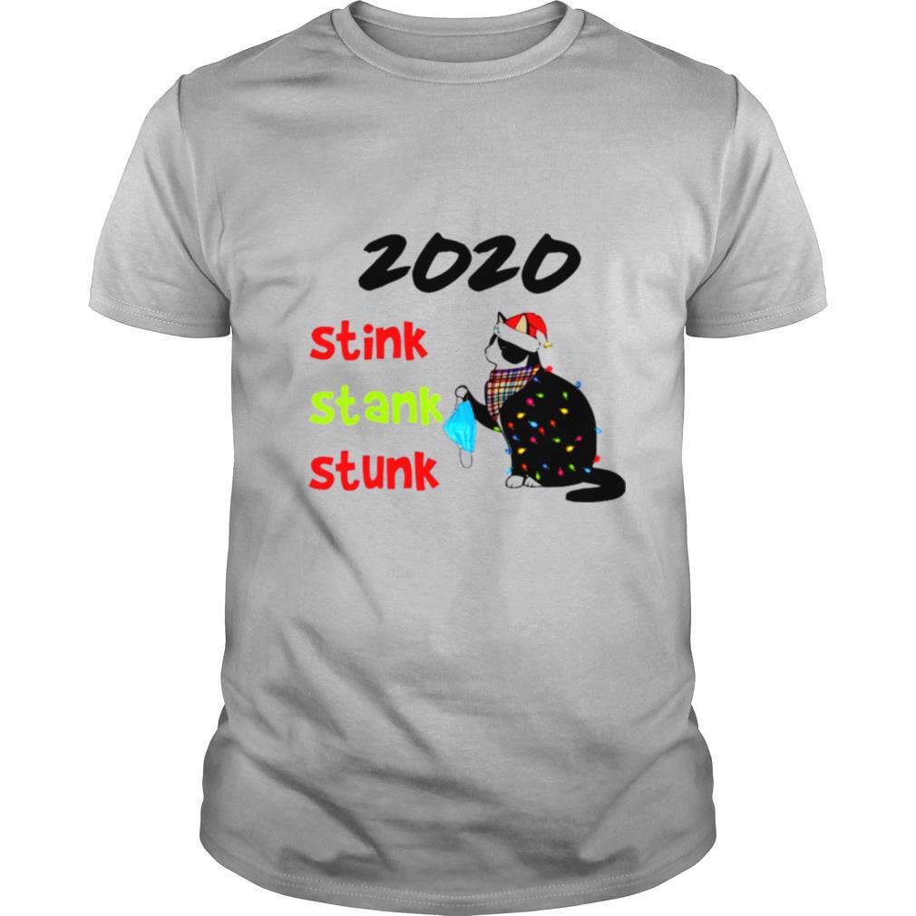 Hand Black Cat Santa Holding Mask 2020 Stink Stank Stunk Christmas Light shirt