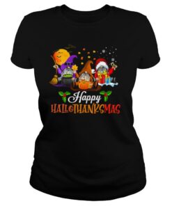 Happy Hallothanksmas Gnomes Halloween And Merry Christmas shirt