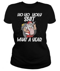 Ho Ho Holy Shit What A Year Tattoo Santa Claus With Glasses Christmas shirt