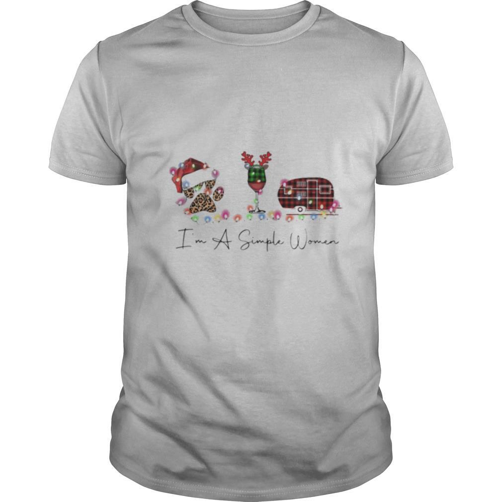 Im A Simple Women I Love Dog Paw Wine And Camping Christmas shirt