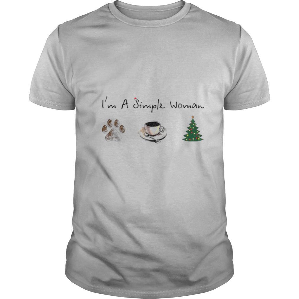 I’m A Simple Woman Dog Paw Coffee And Tree Christmas Shirt