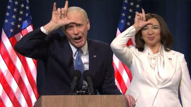 Jim Carrey makes funny parody of Joe Biden and closes by calling Donald Trump a loser