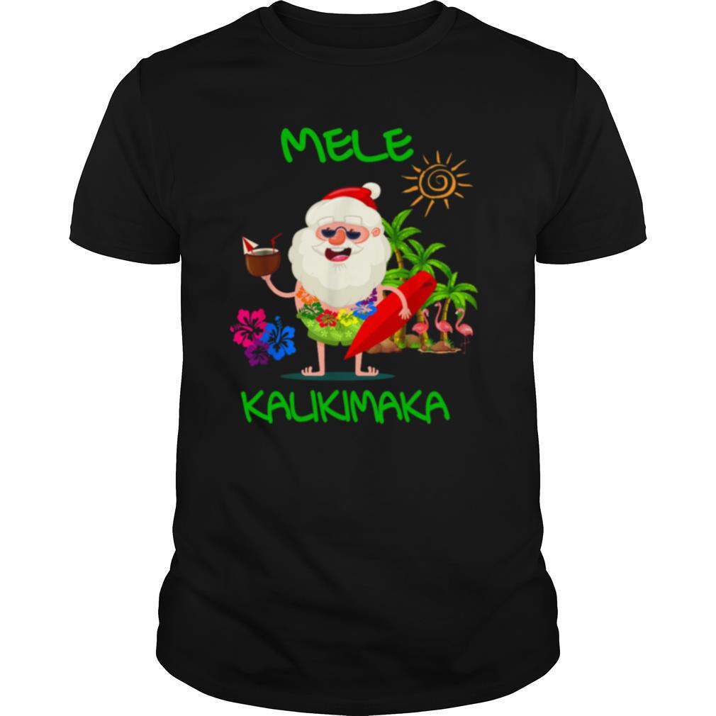 Mele Kalikimaka Hawaiian Christmas Hawaii Surfing Santa Gift shirt