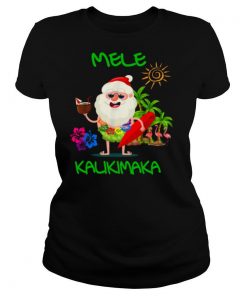 Mele Kalikimaka Hawaiian Christmas Hawaii Surfing Santa Gift shirt