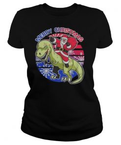 Santa Riding Dinosaur Merry Christmas shirt