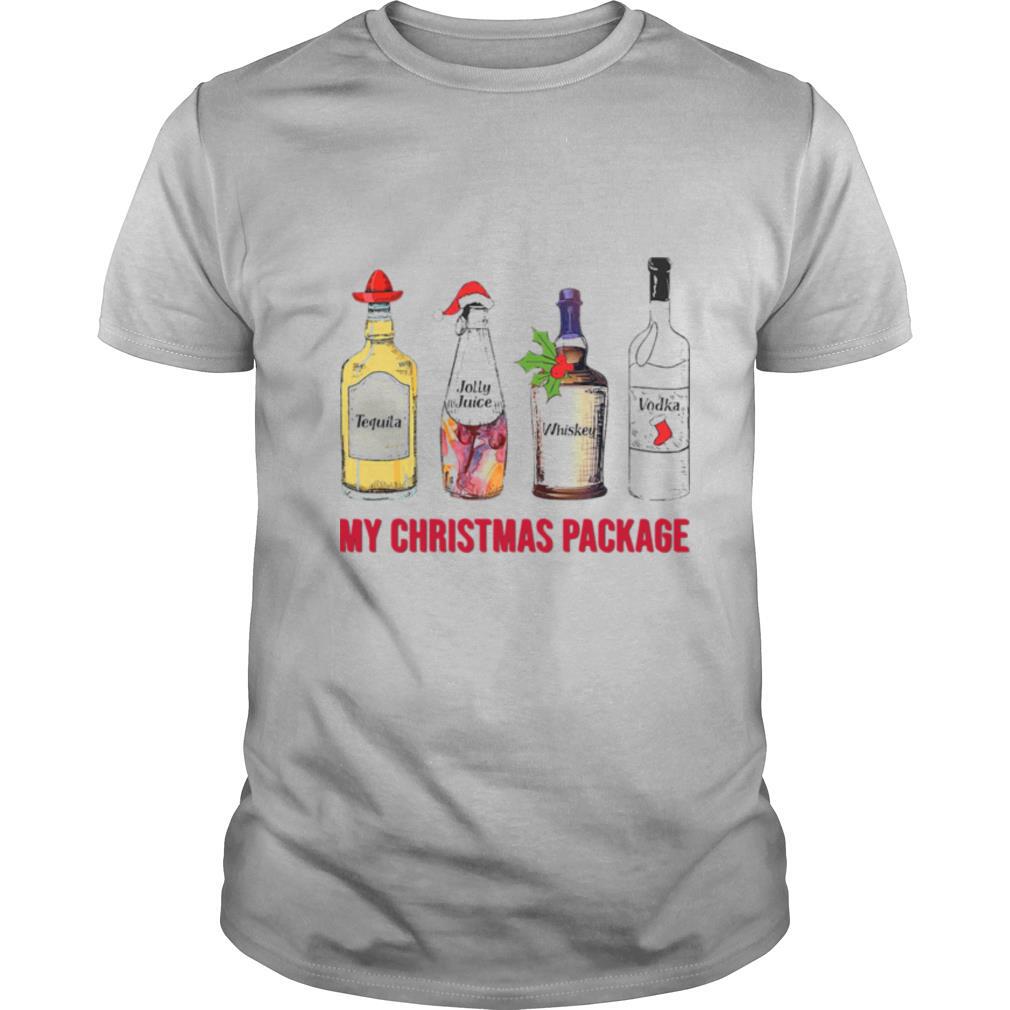 Santa Tequila Jolly Juice Whiskey Vodka My Christmas Package shirt