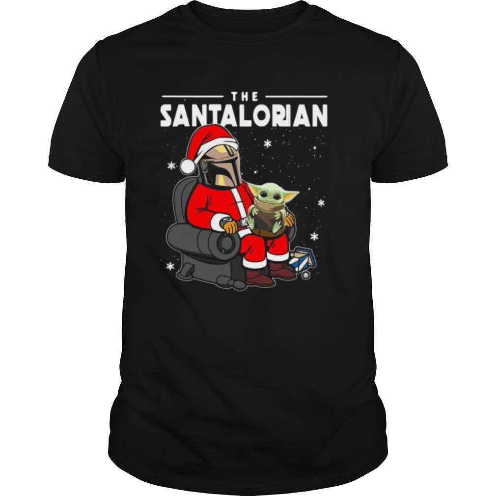 The Santalorian Santa Mandalorian Hug Baby Yoda Christmas shirt