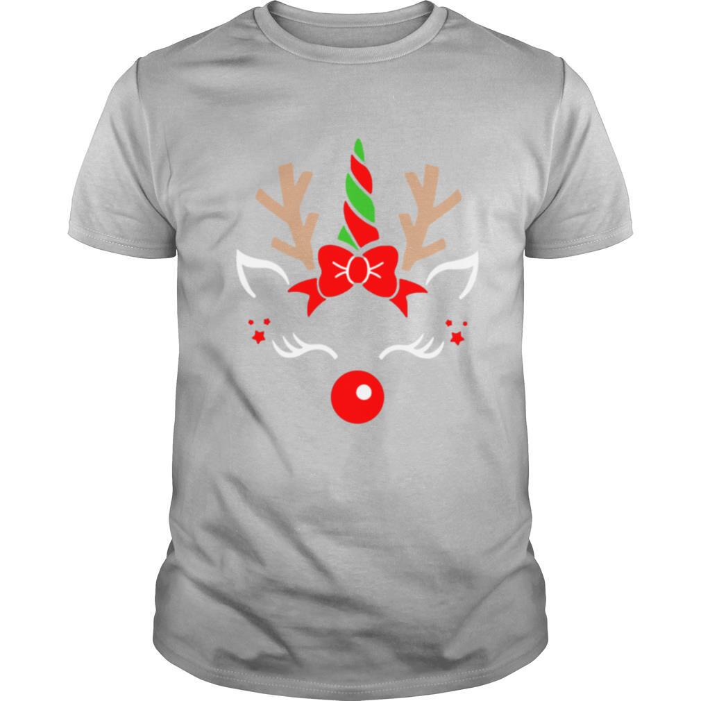 Unicorn Face Reindeer Antlers Christmas Funny Pet Kids Gifts shirt