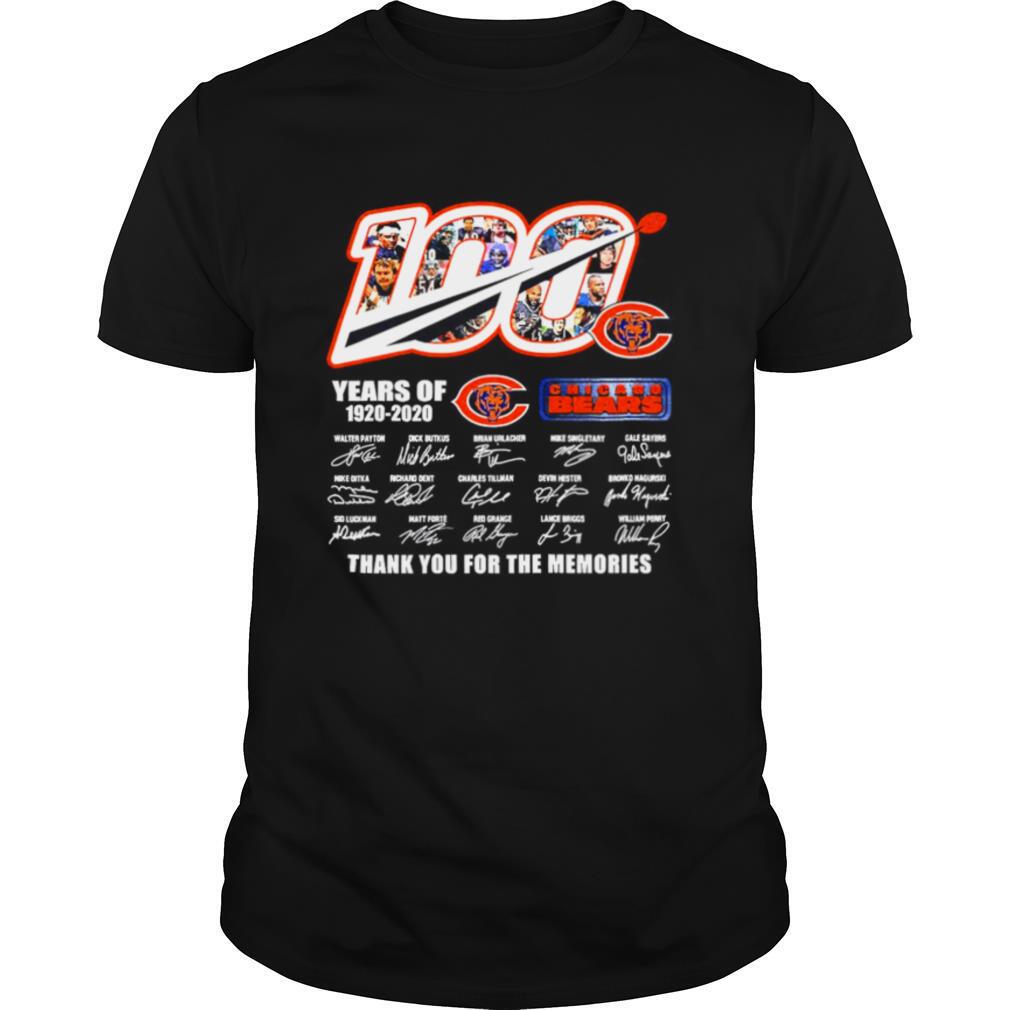 100 Chicago Bears Years Of 1920 2020 Thank You For The Memories Signatures shirt
