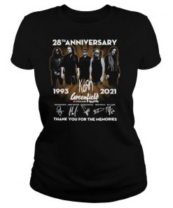 28th anniversary 1993 2021 Korn Greenfield signatures thank you for the memories shirt
